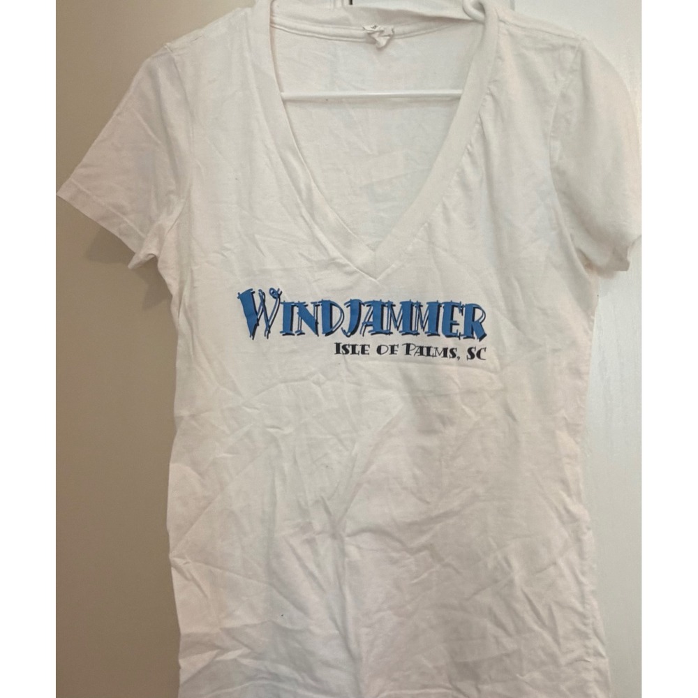 Next Level Windjammer Isle of Palms SC Graphic V-Neck T-Shirt White Large
